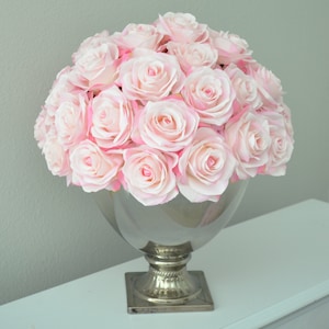 PINK Rose Arrangement. Half Flower Ball Pomander. Real Touch Silk Rose Arrangement. Wedding Centerpiece. Pick Your Color. 14&quot; Size.