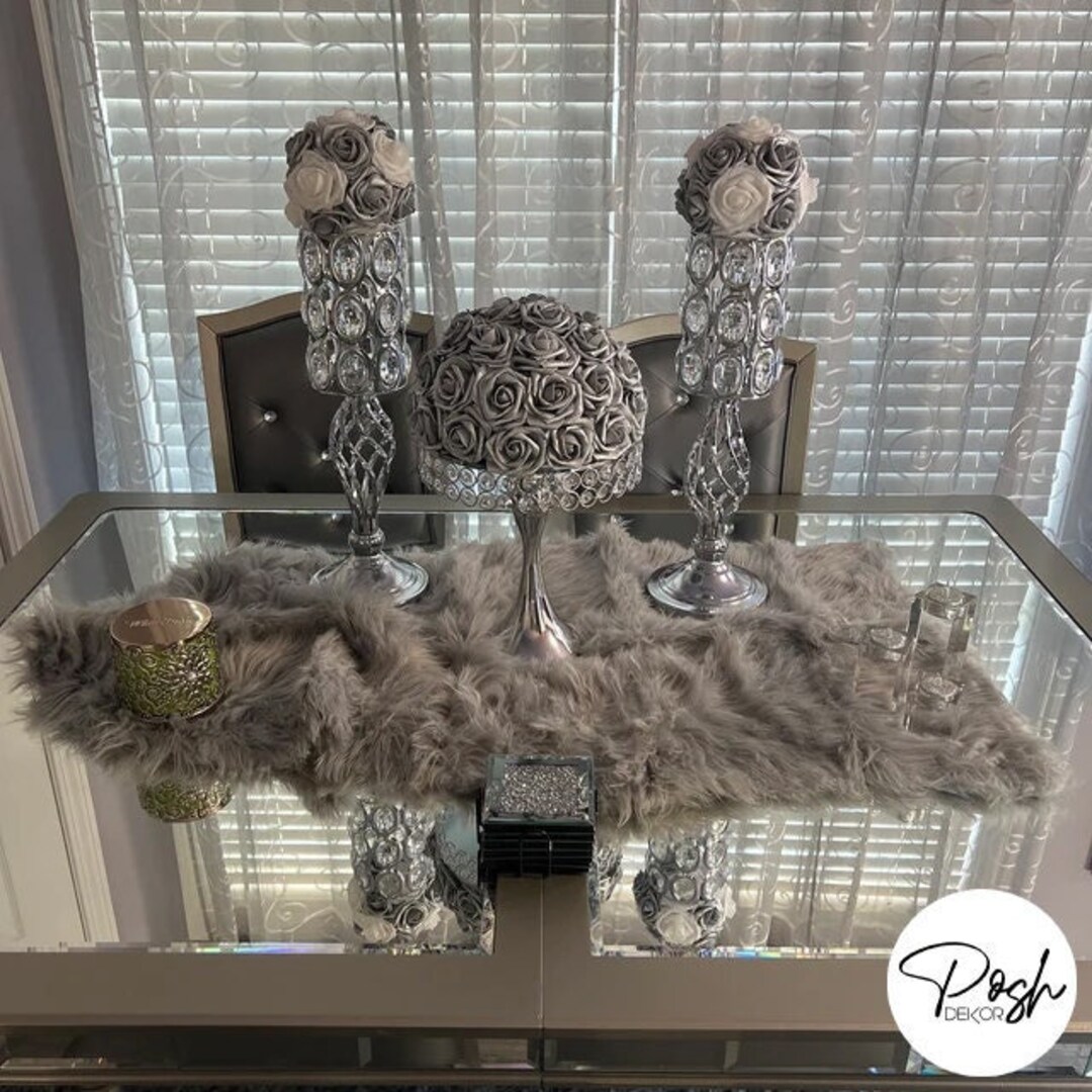 SILVER Table Centerpiece Bouquet Arrangement Half Flower Ball Floating