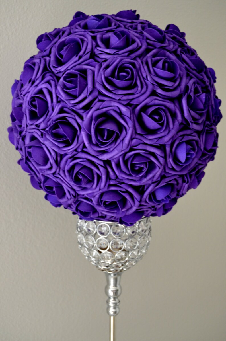 PURPLE Kissing Ball. WEDDING CENTERPIECE. Pomander Flower Etsy