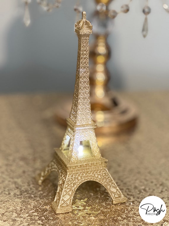 GLITTER LED LIGHT Eiffel Tower Parisians Theme Decor Paris Wedding French  Centerpiece Sparkling Silver Gold or Rose Gold 