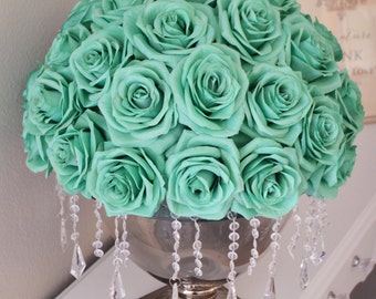 MINT Rose Arrangement. Half Flower Ball Pomander. Floating Pomander. Mint Centerpiece. MINT Wedding Centerpiece.