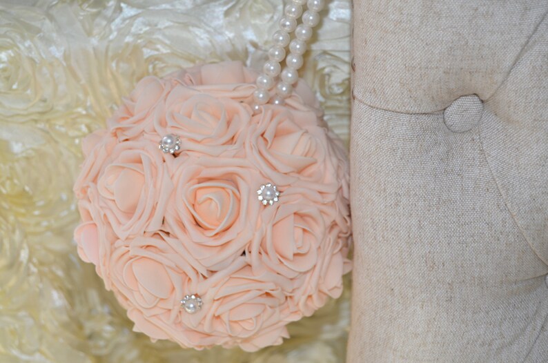 PEACH BLUSH Premium Real Touch Foam Rose Flower Ball Wedding Etsy