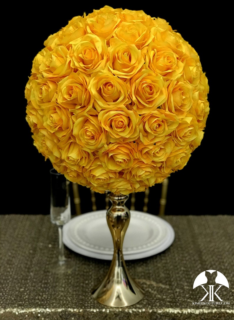 YELLOW Centerpiece. Yellow Flower Ball. Yellow Kissing Ball. Etsy