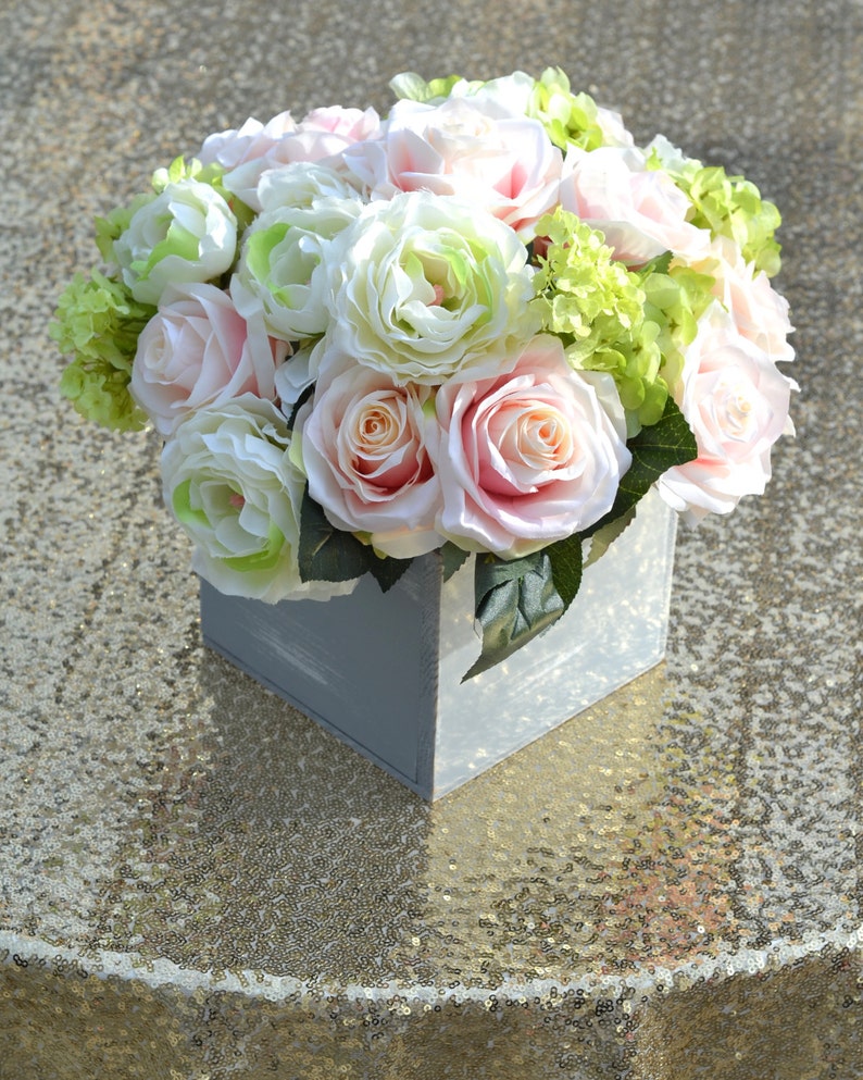 Rustic Wedding Centerpiece Pink Blush Roses With Hydrangeas Etsy
