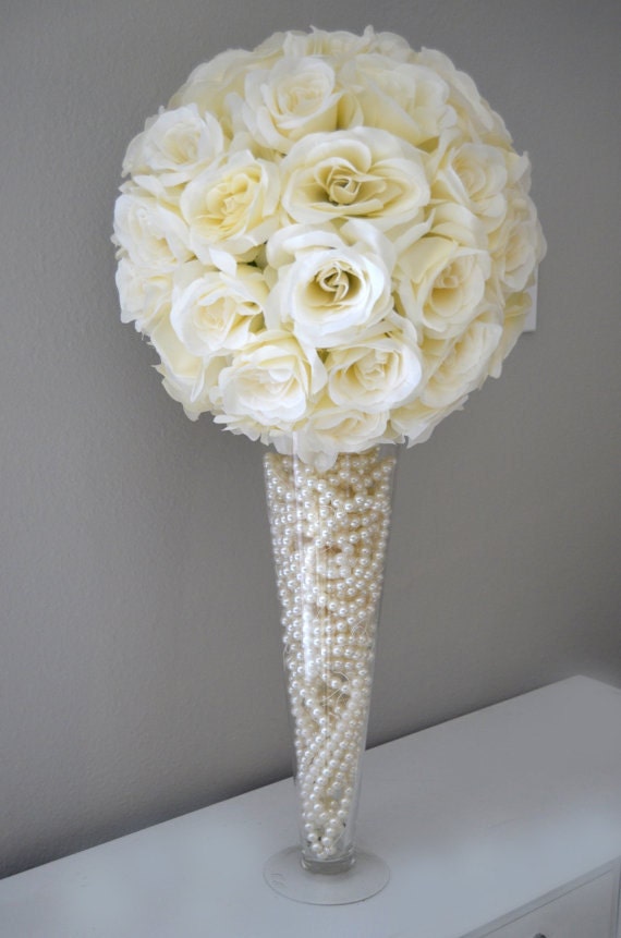 Ivory Cream Flower Ball, Premium Soft Silk, WEDDING CENTERPIECE, Wedding  Pomander Kissing Ball, Flower Girl 7 8 10 12 14 16 18 -  Israel