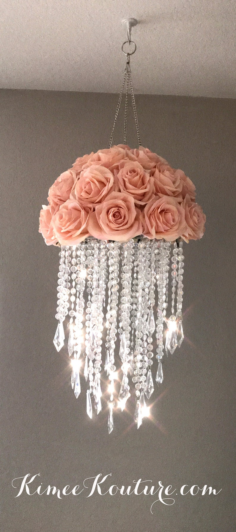 FLORAL CRYSTAL CHANDELIER. Floral Nursery Mobile. Wedding Etsy