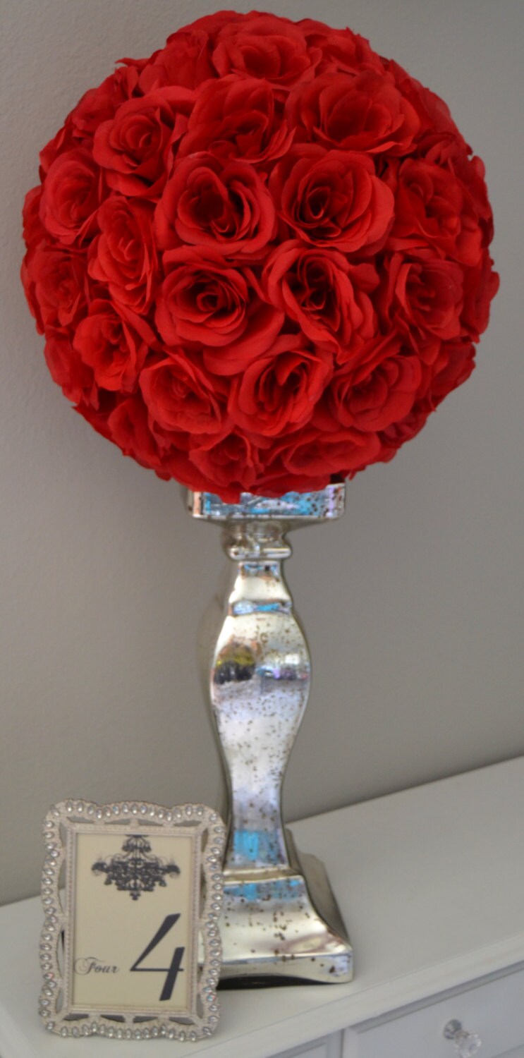 RED Flower Ball. Red Kissing Ball. Red Pomander. Red WEDDING Etsy