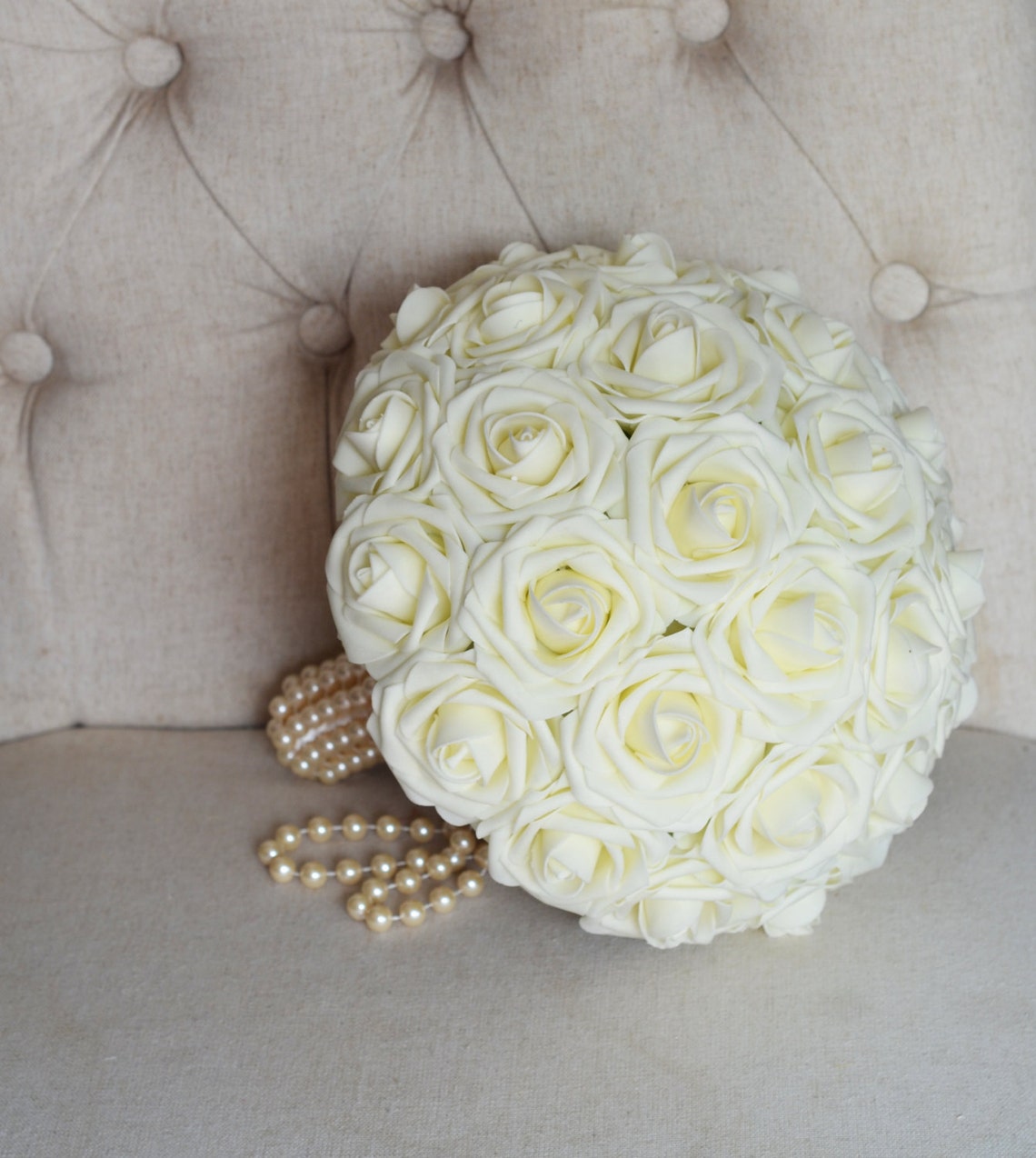 PEARL BRIDAL BOUQUET. Pearl Wrapped Bridal Bouquet Draping Etsy