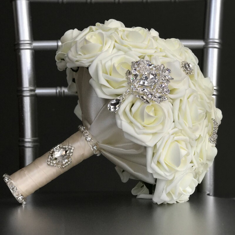 Bridal Bling and Pink Bouquet - Etsy