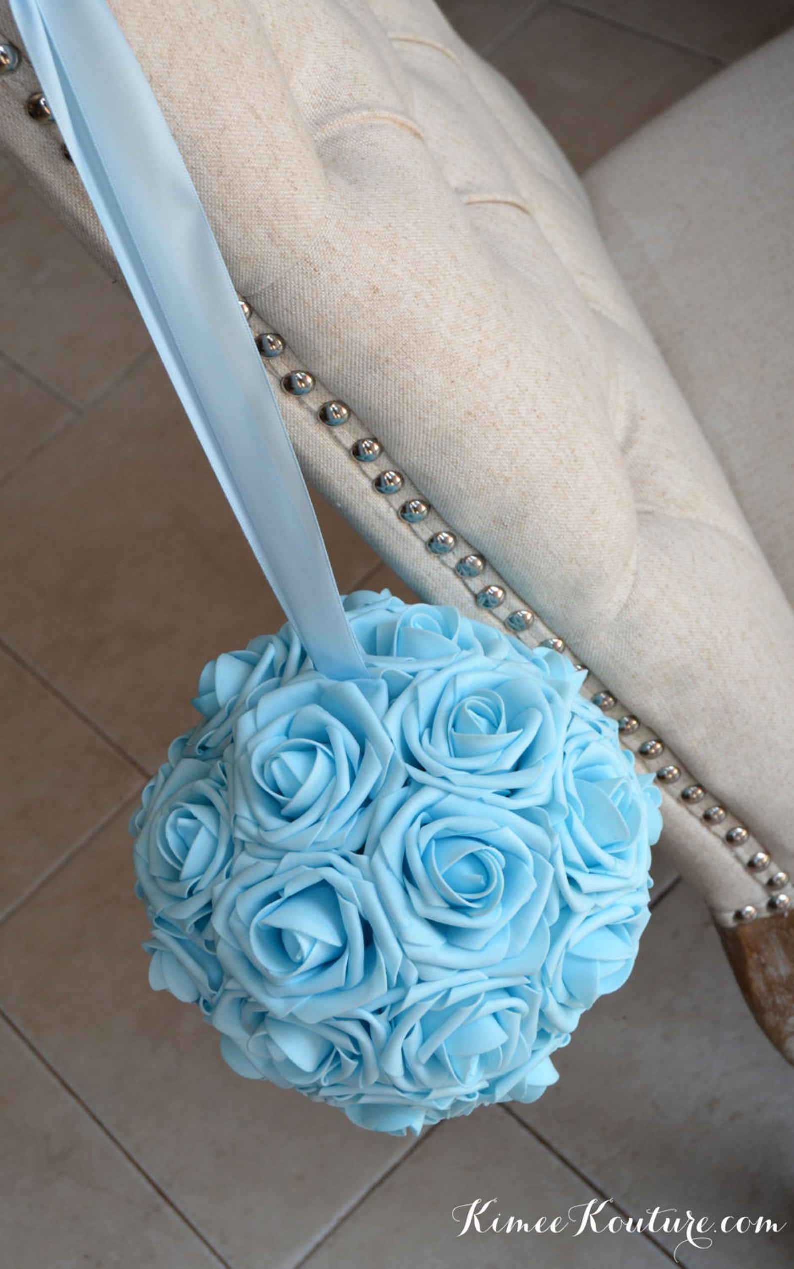 LIGHT BLUE Kissing Ball. Flower Ball. Baby Blue Pomander. Etsy