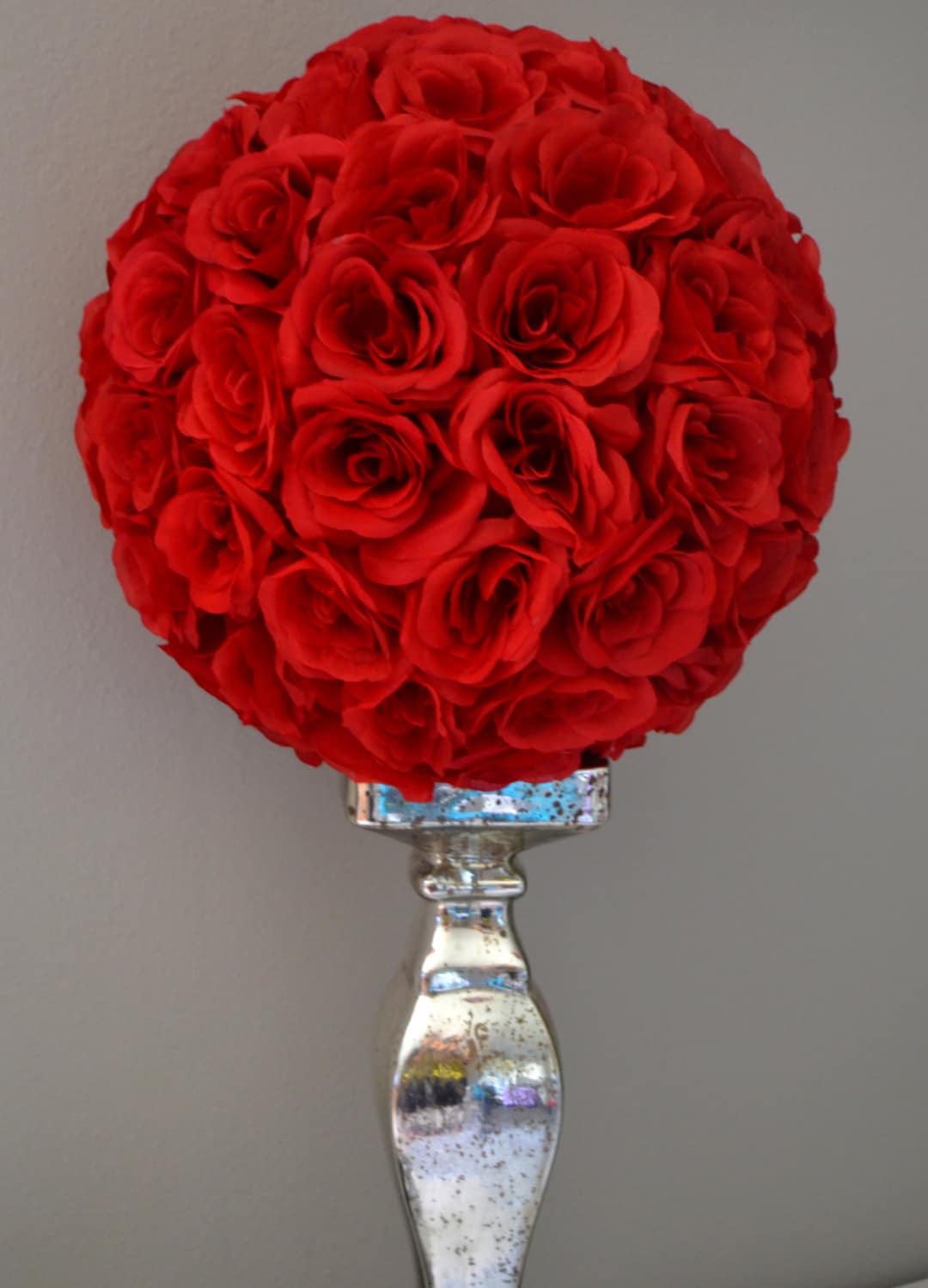 RED Flower Ball. Red Kissing Ball. Red Pomander. Red WEDDING