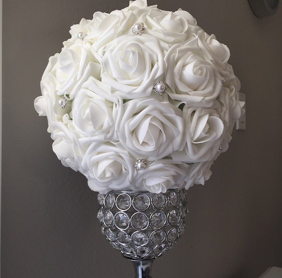 10" Foam Rose Pomander Flower Kissing Ball Wedding Party Decoration Rhinestone 