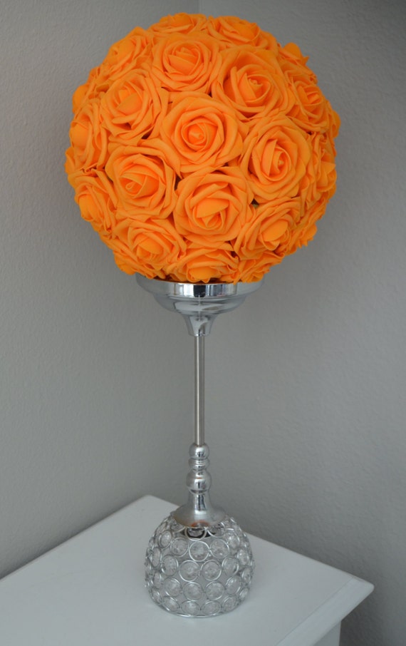 ORANGE Flower Ball. Kissing Ball. Pomander. Wedding Etsy