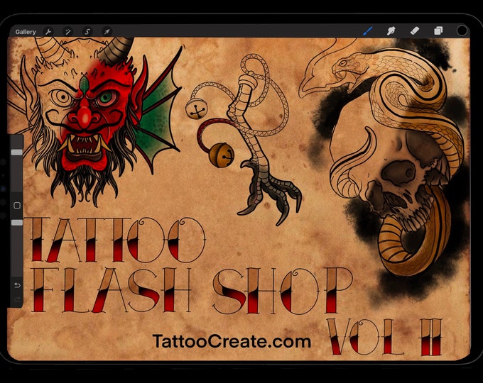 Tattoo Flash Shop Vol II - Procreate Stamp Set