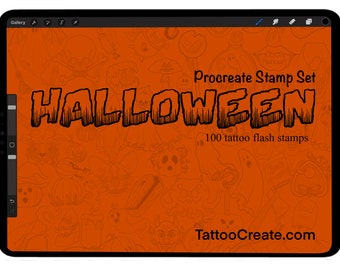 Halloween" Tattoo Flash Stamp Set for Procreate