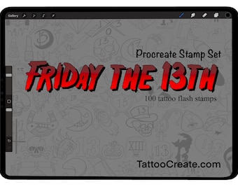 Friday the 13th Tattoo Flash- Procreate Stamp Set