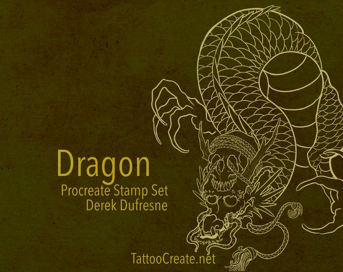 Procreate Stamp Set- Dragon Tattoo