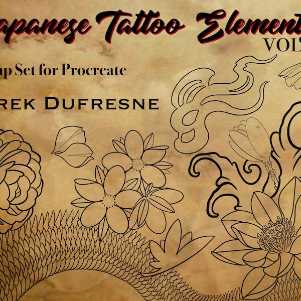 Procreate Brush- Éléments de tatouage japonais Vol 1