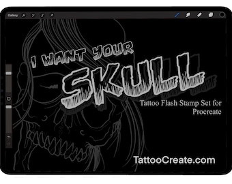 I Want Your Skull Tattoo Flash Stamp Set for Procreate