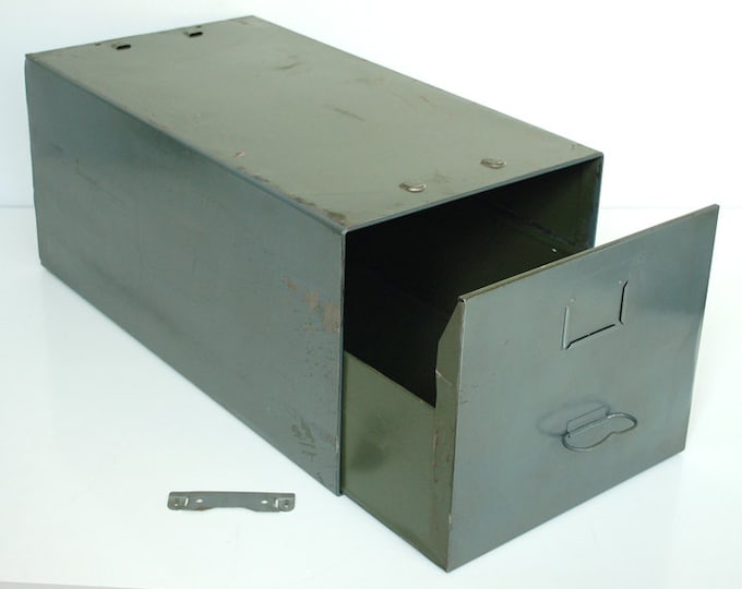 Vintage Metal Filing by Diebold Inc., Filing Drawer, File Box