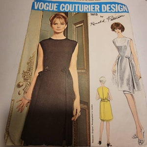1960s UNIQUE Evening Dress Pattern VOGUE Couturier Design 1615 Ronald Paterson Tunic Dress Bust 32 Vintage Sewing Pattern