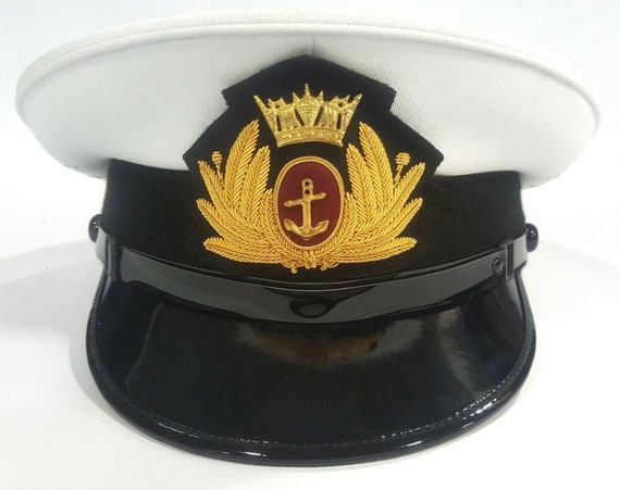 Merchant Navy White Peaked Cap With 