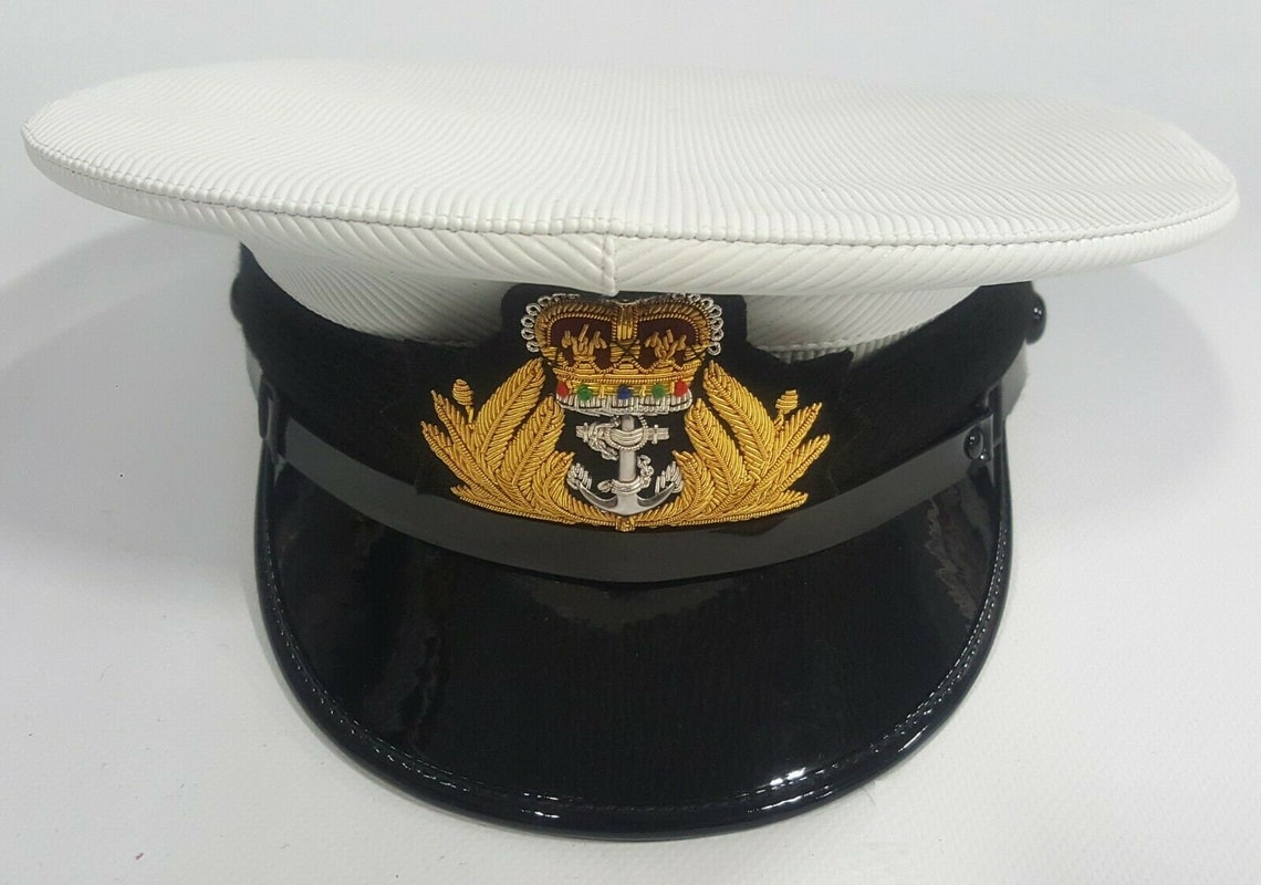 Royal Navy Officer Cap Naval Peaked Cap R N Cap Bullion Etsy