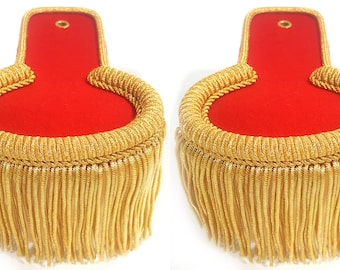 Red Blazer Gold Shoulder Bullion Fringe Epaulette