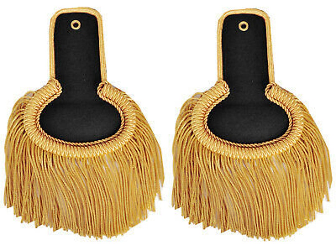 Shoulder Epaulette Black and Gold, Marching Band Epaulette, Fringe