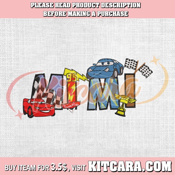 Broderie Mimi Disney Pixar Les voitures Lightning McQueen Friends