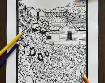 Print Your Own Coloring Page - Garden by Sarah Angst Art