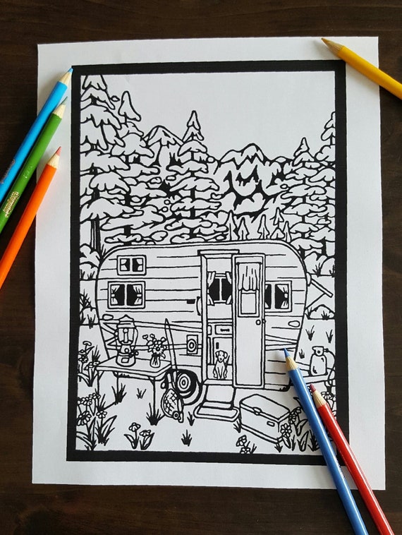 Print Your Own Coloring Page  Vintage Camper by Sarah Angst