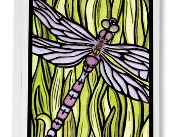 Blank Greeting Card: Dragonfly by Sarah Angst Art - 008