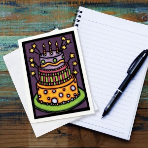 Blank Greeting Card: Birthday Cake by Sarah Angst Art - 076