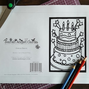 Ausmalbild zum Ausdrucken - Sarah Angst Art Birthday Cake