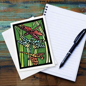 Blank Greeting Card: Three Dragonflies by Sarah Angst Art - 140