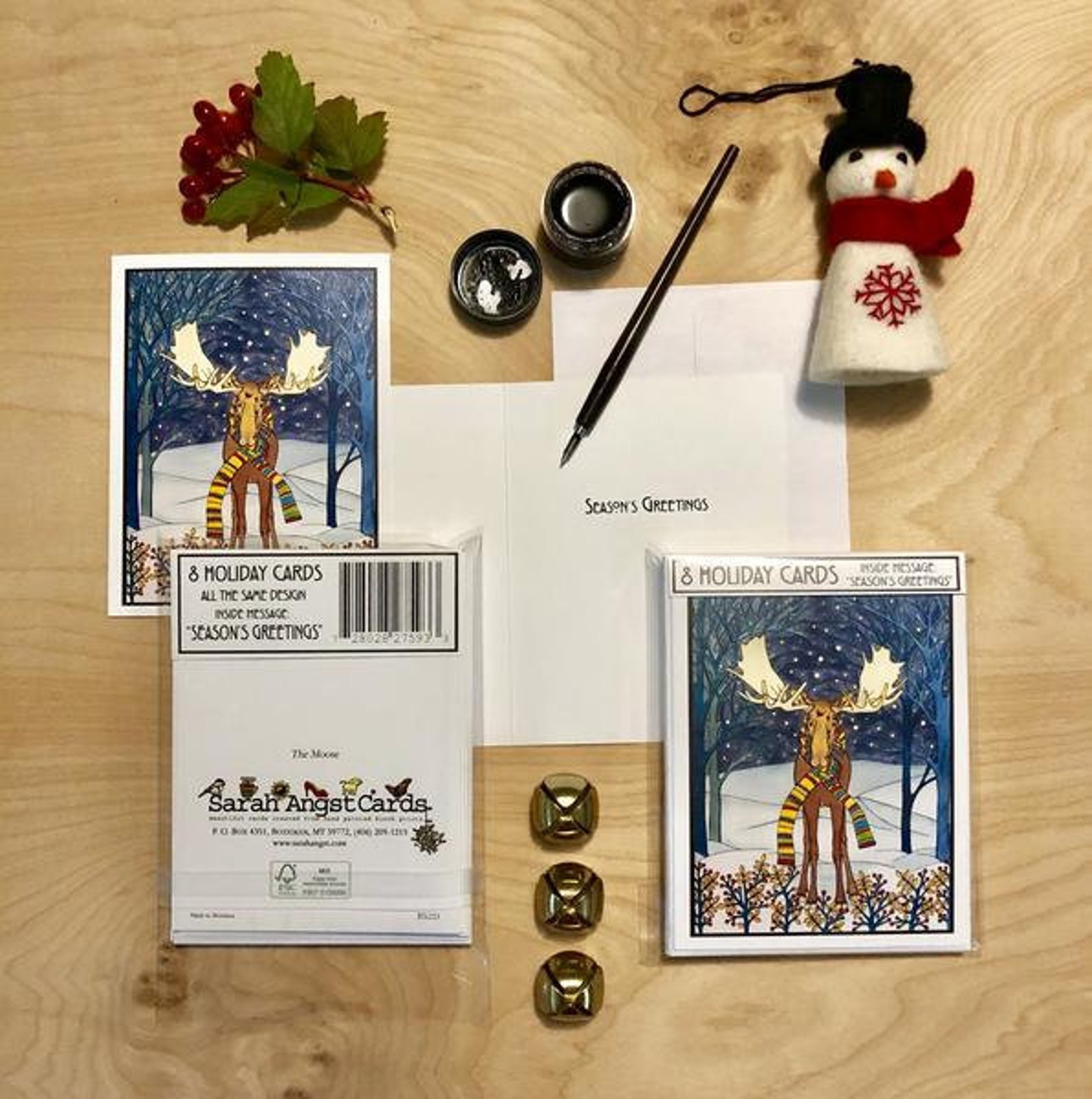 Packaged Holiday Cards Holiday Moose by Sarah Angst Art Etsy