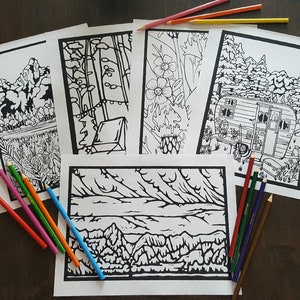 Print Your Own Coloring Pages - (5) Pack of Mountain Images by Sarah Angst Art