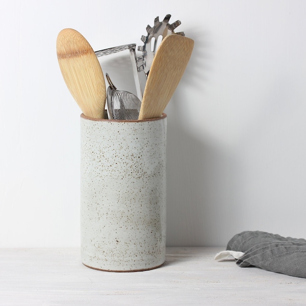 Utensil Holder Made in the UK | Pottery Utensil Holder | Rustic Utensil Pot | Ceramic Utensil Jar | Made To Order