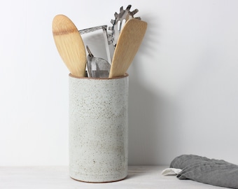 Utensil Holder Made in the UK | Pottery Utensil Holder | Rustic Utensil Pot | Ceramic Utensil Jar | Made To Order