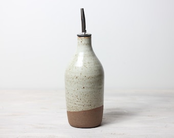 Handmade Stoneware Oil Pourer Bottle: Ceramic Olive Oil Dispenser
