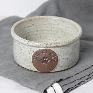 White Dog Bowls - Handmade