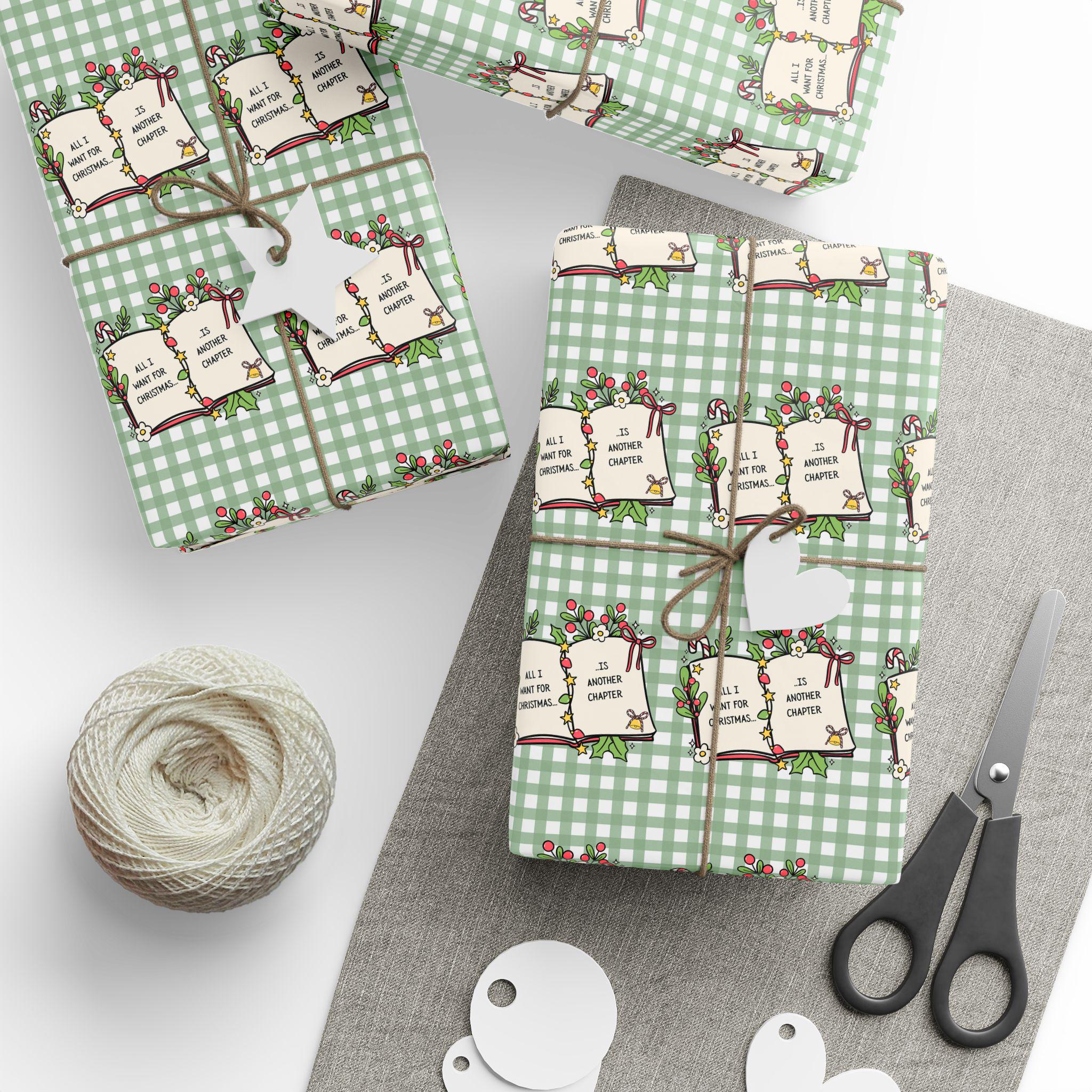 Discover Book Themed Christmas Gift Wrap, Holiday Wrapping Paper, Festive Wrapping Sheets