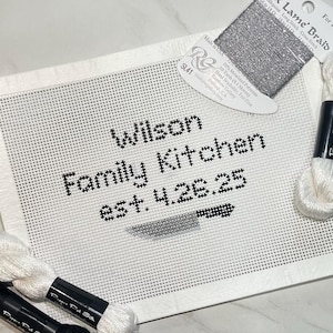 Custom Family Kitchen Hand-Painted Needlepoint Canvas | 13 Mesh Needlepoint, Needlepoint Wall Art, Needlepoint Gift, Wedding Gift