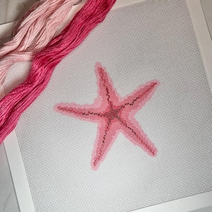 Starfish Hand-Painted Needlepoint Canvas | 18 Mesh Needlepoint, Needlepoint Ornament, Needlepoint Bag Charm, Needlepoint Gift
