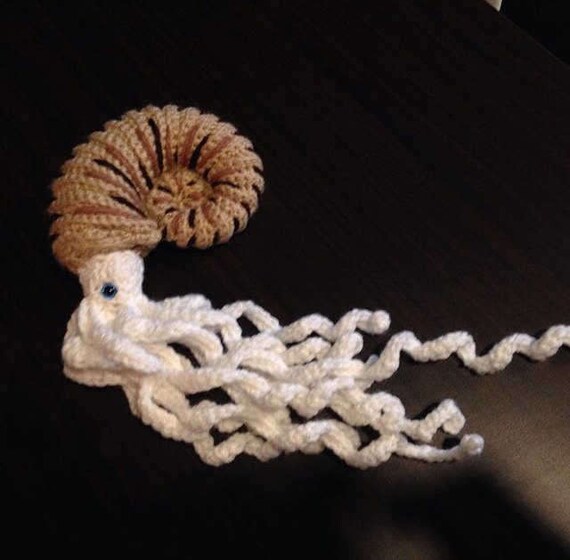Realistic Ammonite Fossil Crochet Plush Amigurumi Prehistoric Marine Mollusk Stuffed Sea Creature Marine Biology Unique Gift