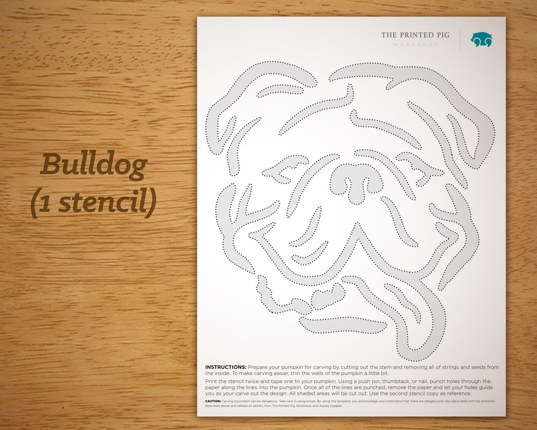 Printable Pumpkin Carving Pattern English Bulldog Etsy Printable Pumpkin Carving Pattern English Bulldog Etsy
