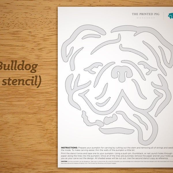 Printable Pumpkin Carving Pattern: English Bulldog