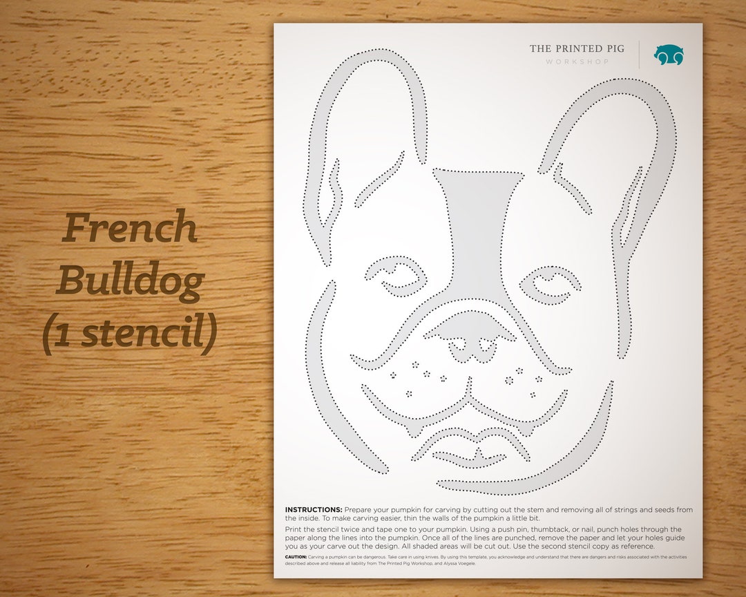 Printable Pumpkin Carving Pattern French Bulldog, Frenchie, Bulldog Etsy