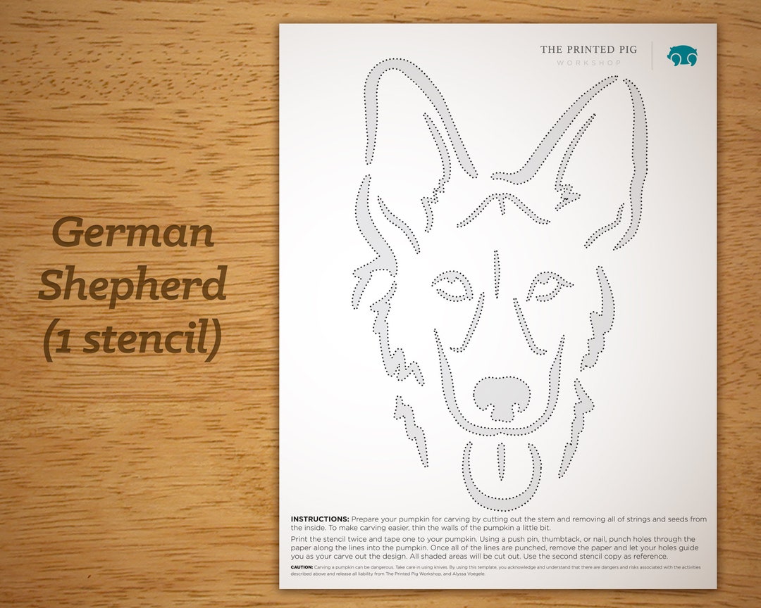 Printable Pumpkin Carving Pattern: German Shepherd